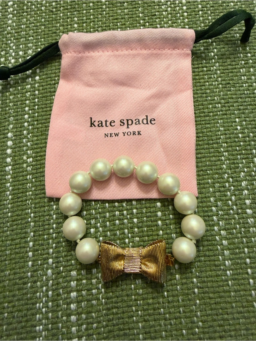 kate spade Pearl Bead Bracelet with Gold Bow